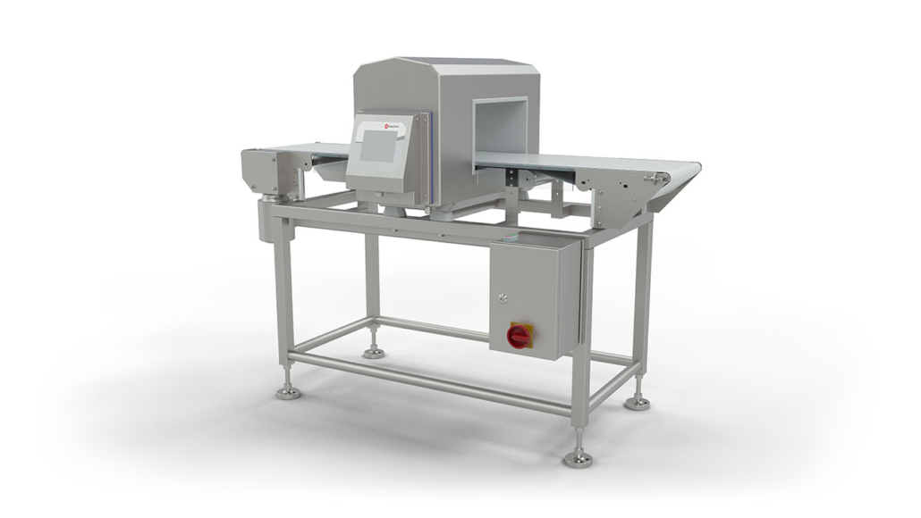 Conveyor metal-detection system with integrated reject / handling.