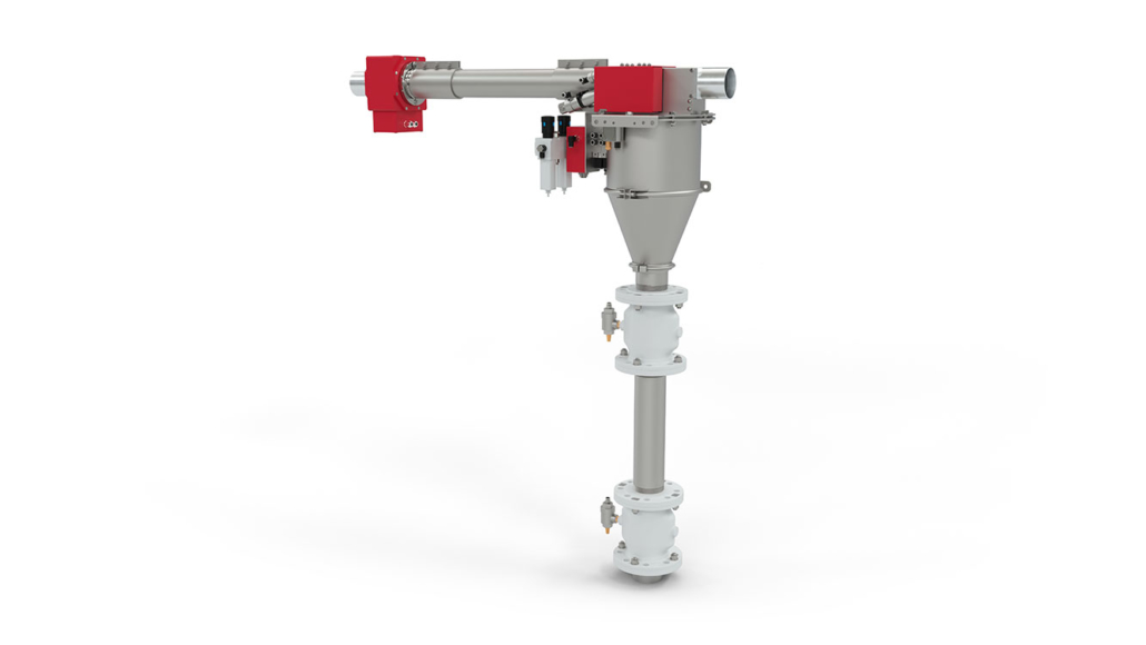 Pneumatic conveying metal-separation configuration.