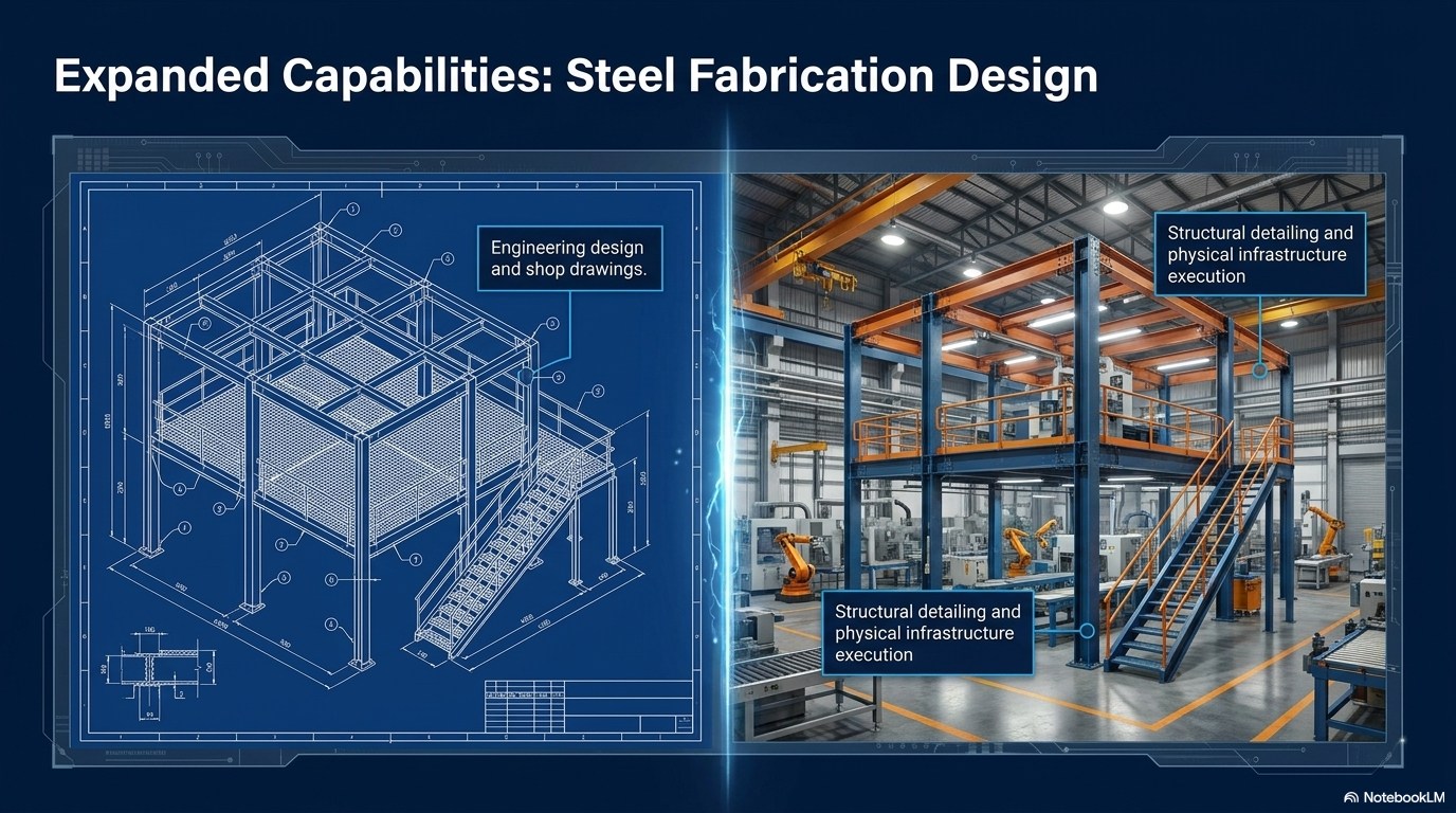 Steel fabrication design and material handling capability